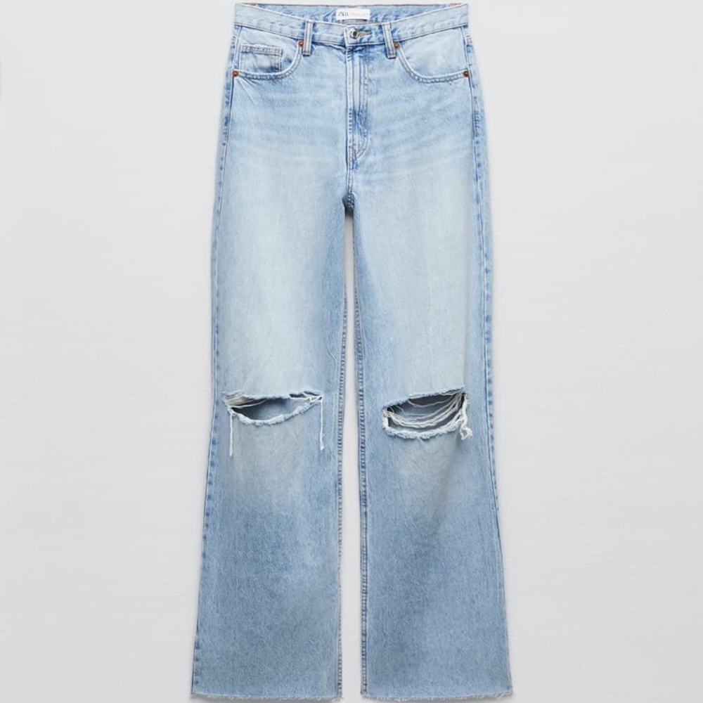 Zara Ripped High rise TRF wide leg jeans NWT Ref 8197/227/406